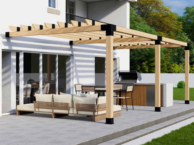 DIY Pergola Bracket Kit for an Attached Pergola With Roof Rafters - Any Size Up to 24' x 12'