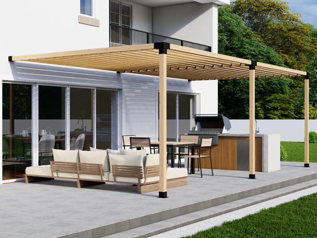 DIY Pergola Bracket Kit for an Attached Pergola With Slatted Roof - Any Size Up to 24' x 12'
