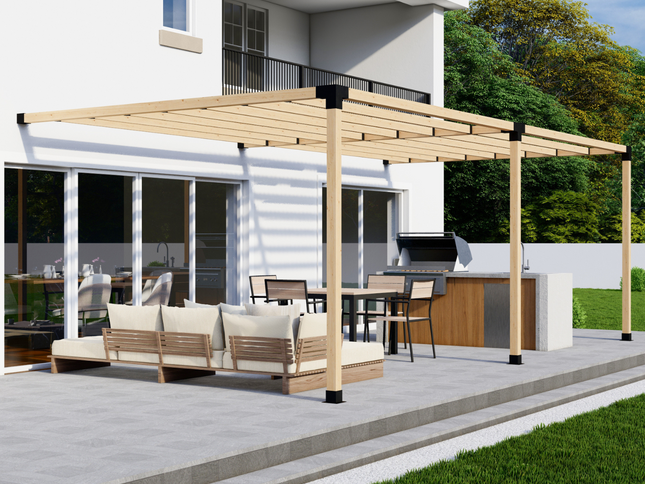 DIY Pergola Bracket Kit for an Attached Pergola With Slatted Roof - Any Size Up to 24' x 12'