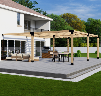 DIY Pergola Bracket Kit for an Attached Pergola With Slatted Roof - Any Size Up to 24' x 24'