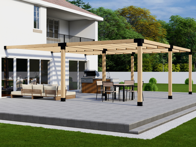 DIY Pergola Bracket Kit for an Attached Pergola With Slatted Roof - Any Size Up to 24' x 24'