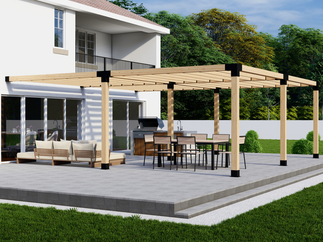 DIY Pergola Bracket Kit for an Attached Pergola With Slatted Roof - Any Size Up to 24' x 24'