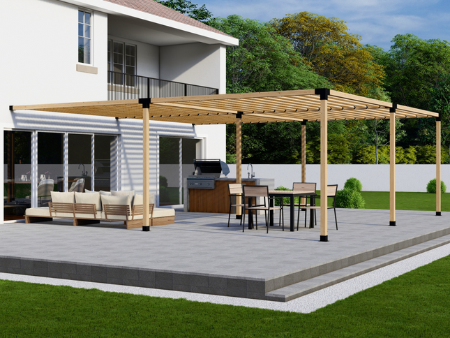 DIY Pergola Bracket Kit for an Attached Pergola With Slatted Roof - Any Size Up to 24' x 24'