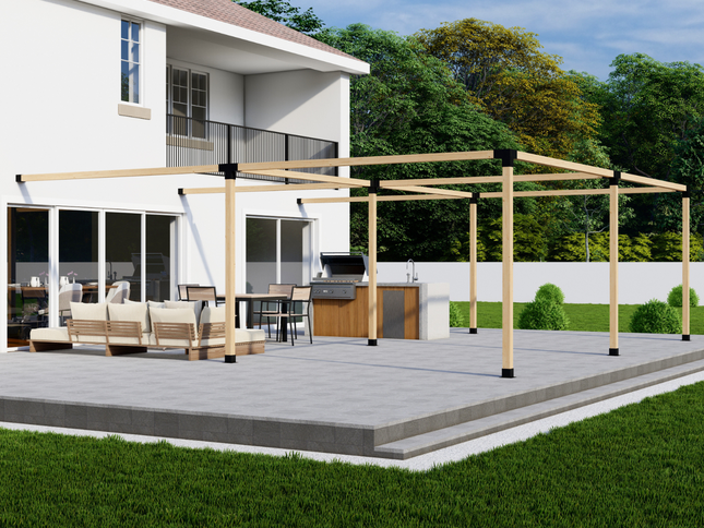 DIY Pergola Bracket Kit for an Attached Pergola Frame - Any Size Up to 24' x 24'