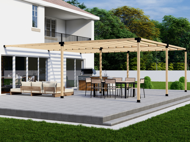 DIY Pergola Bracket Kit for an Attached Pergola With Slatted Roof - Any Size Up to 24' x 24'