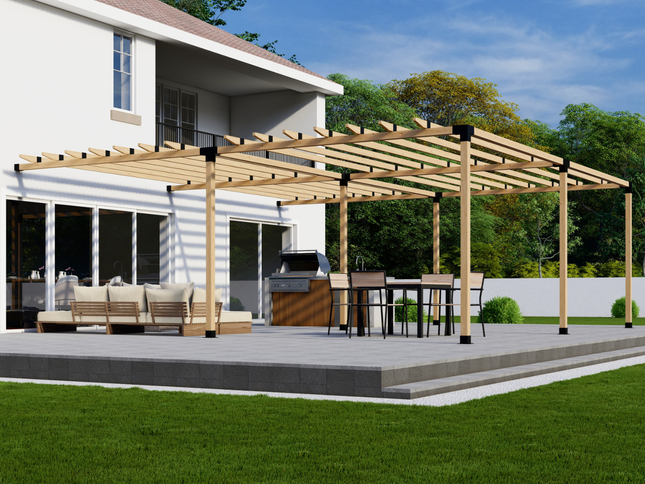 DIY Pergola Bracket Kit for an Attached Pergola With Roof Rafters - Any Size Up to 24' x 24'
