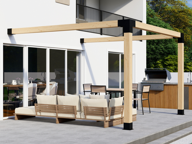 DIY Pergola Bracket Kit for an Attached Pergola Frame - Any Size Up to 12' x 12'