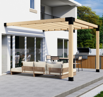 DIY Pergola Bracket Kit for an Attached Pergola With Slatted Roof - Any Size Up to 12' x 12'