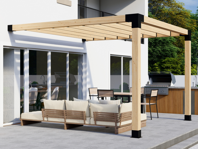 DIY Pergola Bracket Kit for an Attached Pergola With Slatted Roof - Any Size Up to 12' x 12'