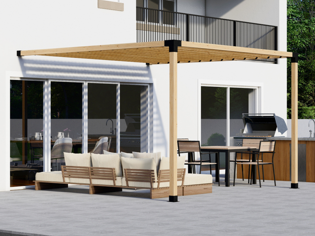 DIY Pergola Bracket Kit for an Attached Pergola With Slatted Roof - Any Size Up to 12' x 12'