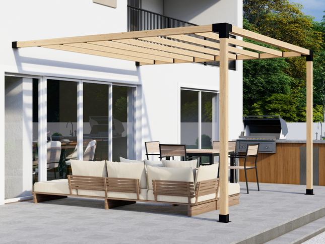 DIY Pergola Bracket Kit for an Attached Pergola With Slatted Roof - Any Size Up to 12' x 12'