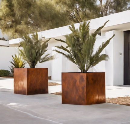 Corten Steel Cube Planters