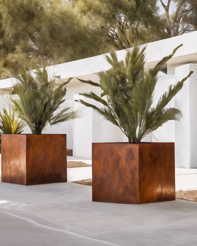 Corten Steel Cube Planters
