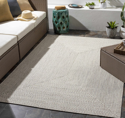 Beige Braided Faux Jute Outdoor Rug