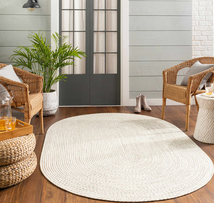 Beige Braided Faux Jute Outdoor Rug