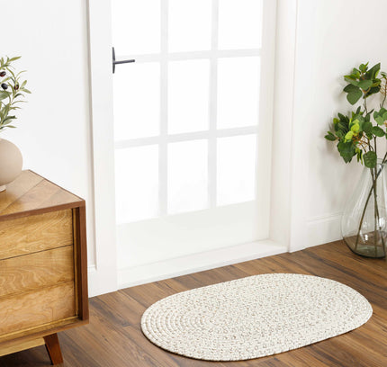 Beige Braided Faux Jute Outdoor Rug