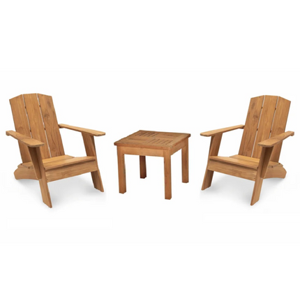 LOOMLAN Bainbridge 3-Piece FSC Teak Adirondack Lounge Set