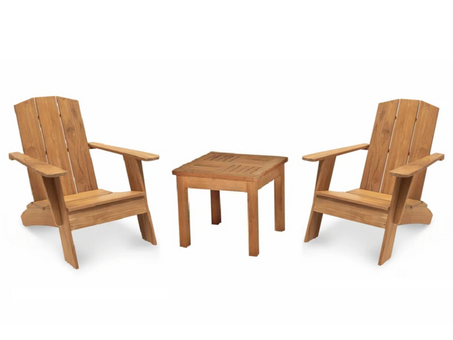 LOOMLAN Bainbridge 3-Piece FSC Teak Adirondack Lounge Set