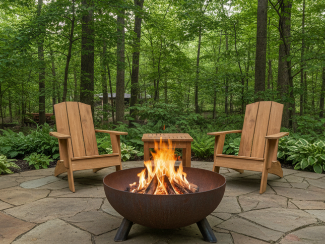 LOOMLAN Bainbridge 3-Piece FSC Teak Adirondack Lounge Set