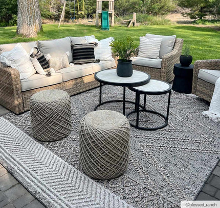 Beige Charcoal Areli Outdoor Area Rug