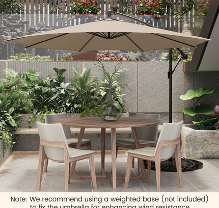 10 Ft Patio Offset Umbrella with 112 Solar-Powered LED Lights