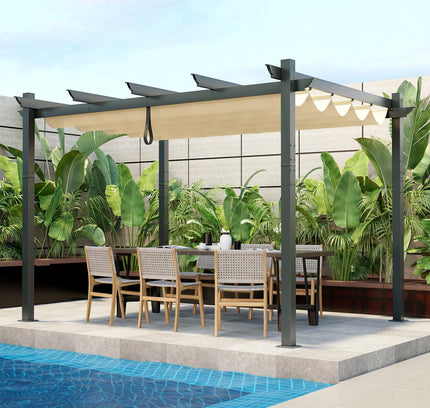 10 x 12 Feet Outdoor Aluminum Retractable Pergola Canopy Shelter Grape Trellis