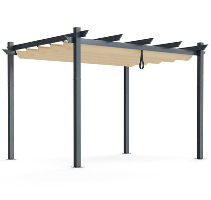 10 x 12 Feet Outdoor Aluminum Retractable Pergola Canopy Shelter Grape Trellis