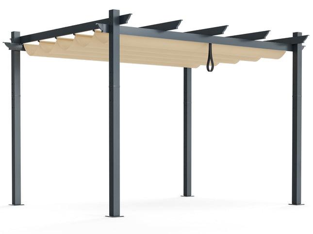 10 x 12 Feet Outdoor Aluminum Retractable Pergola Canopy Shelter Grape Trellis