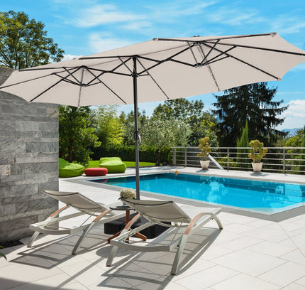 15 Ft Double-Sided Patio Umbrella with 48 LED Lights