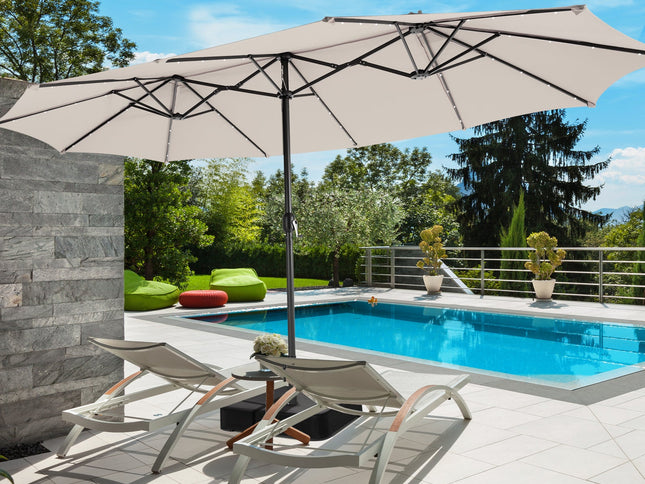 15 Ft Double-Sided Patio Umbrella with 48 LED Lights