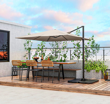 9.5 Ft Square Patio Cantilever Umbrella with 360° Rotation