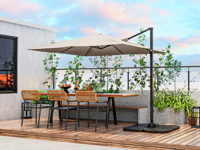 9.5 Ft Square Patio Cantilever Umbrella with 360° Rotation