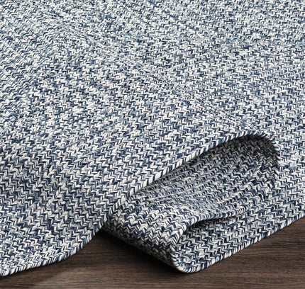 Blue Braided Faux Jute Outdoor Rug