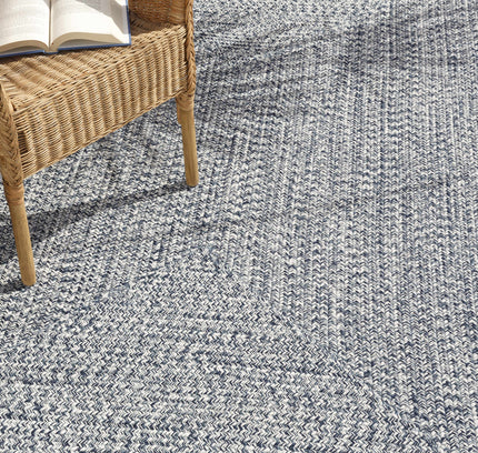 Blue Braided Faux Jute Outdoor Rug