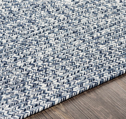 Blue Braided Faux Jute Outdoor Rug