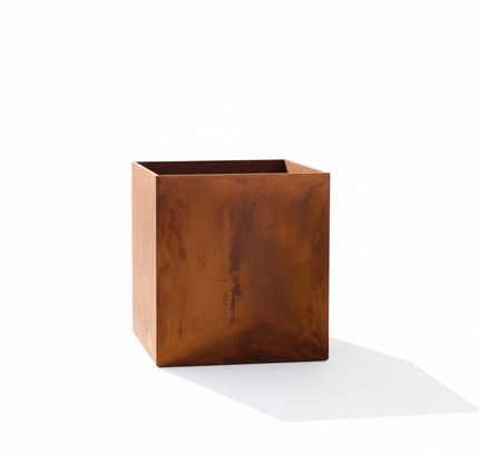 Oversized Corten Steel Cube Planters