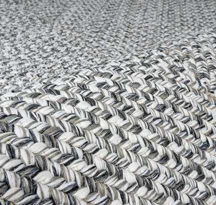 Cream Charcoal Braided Faux Jute Outdoor Rug