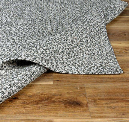Cream Charcoal Braided Faux Jute Outdoor Rug