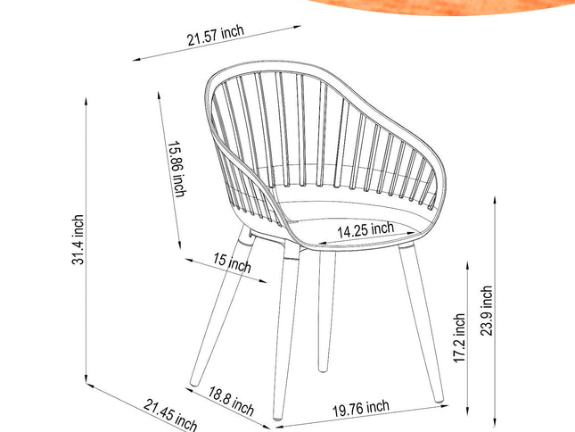 Leyland Table and Nassau White Armchairs Dining Set