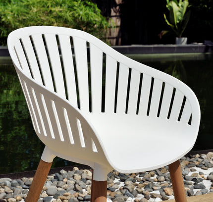 Leyland Table and Nassau White Armchairs Dining Set