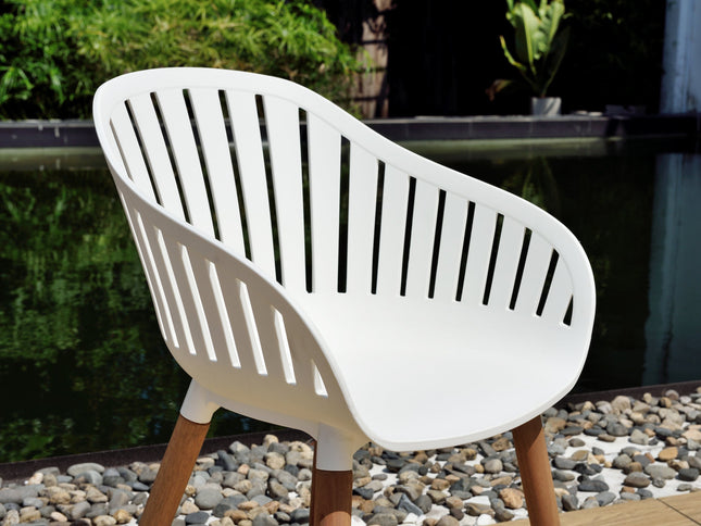 Leyland Table and Nassau White Armchairs Dining Set