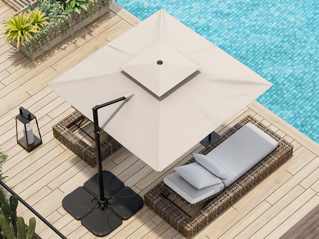 9.5 Ft Cantilever Patio Umbrella with 360° Rotation and Double Top