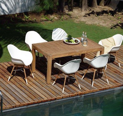 Rinjani Rectangular Table and 6 Chamonix Arm Chair
