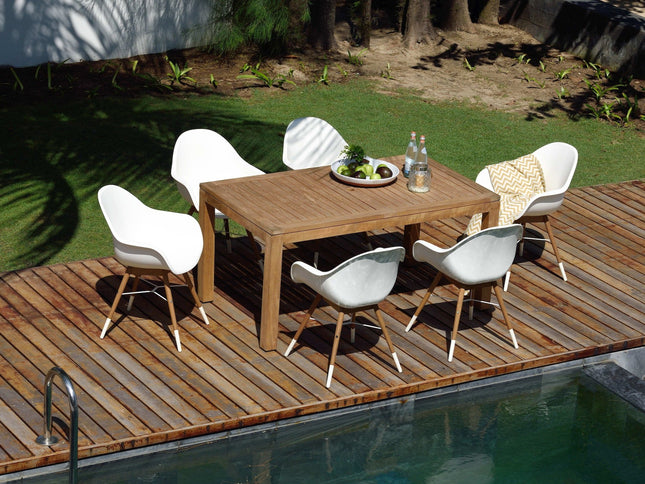 Rinjani Rectangular Table and 6 Chamonix Arm Chair