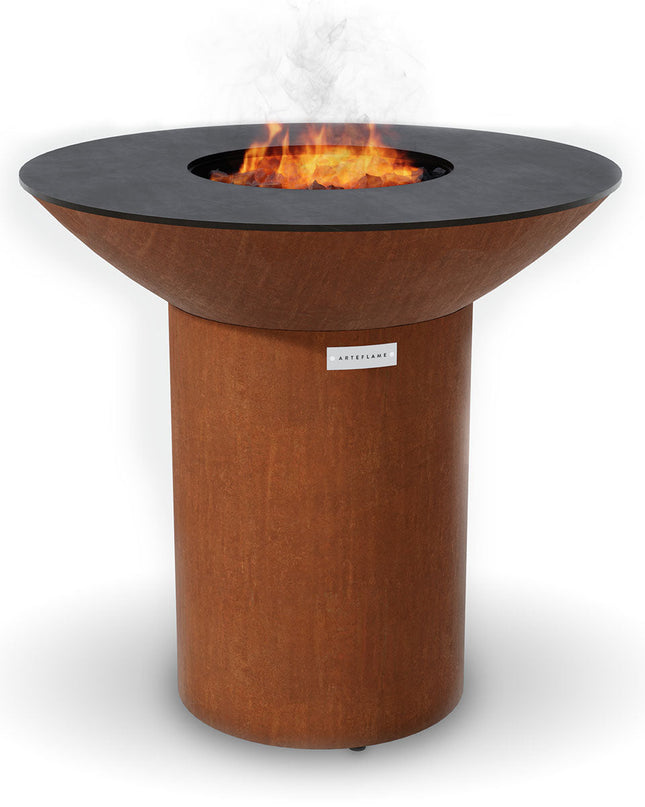 Arteflame Classic 40″ — Round Base Flat-Top Grill & Fire Bowl (CORTEN Steel)