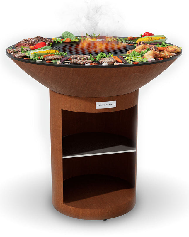 Arteflame Classic 40″ — Storage Base Flat-Top Grill & Fire Bowl (CORTEN Steel)
