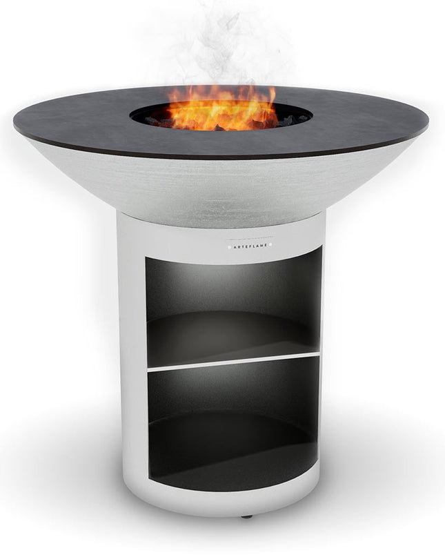 Arteflame 40″ Platinum Series — Stainless Fire Bowl Flat-Top Grill with Storage Base