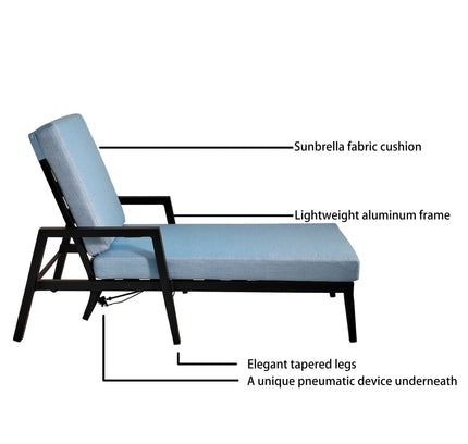 3PC Outdoor Aluminum Patio Furniture Chaise Lounge Set 2 Chaise & 1 End Table