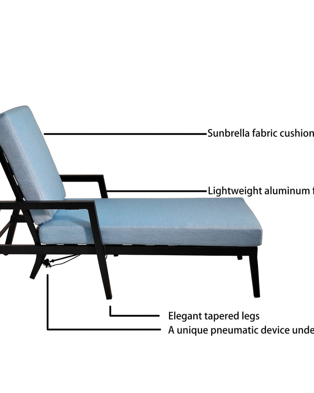 3PC Outdoor Aluminum Patio Furniture Chaise Lounge Set 2 Chaise & 1 End Table
