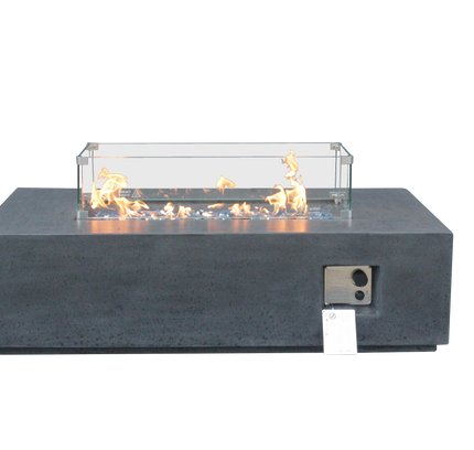 52 Inch Outdoor Concrete Propane gas rectangle Fire Pit table in Dark Gray color